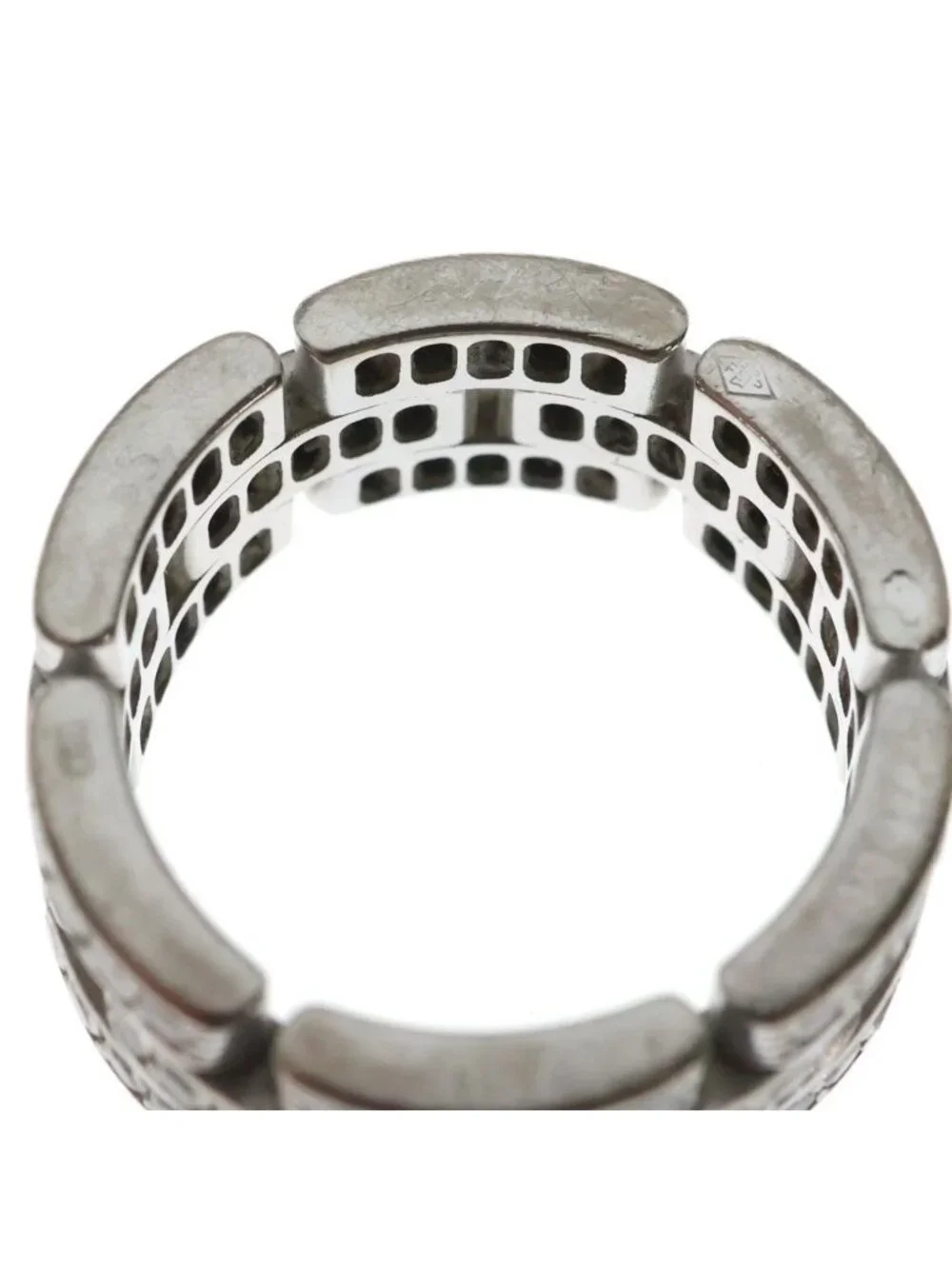 Cartier Maillon Panthere Diamond Triple Strand Pave 18K White Gold Ring